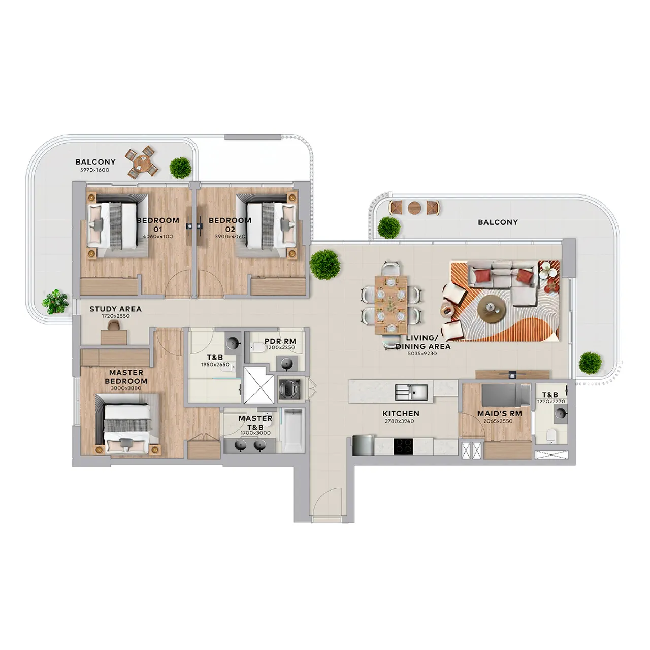 3 bedrooms