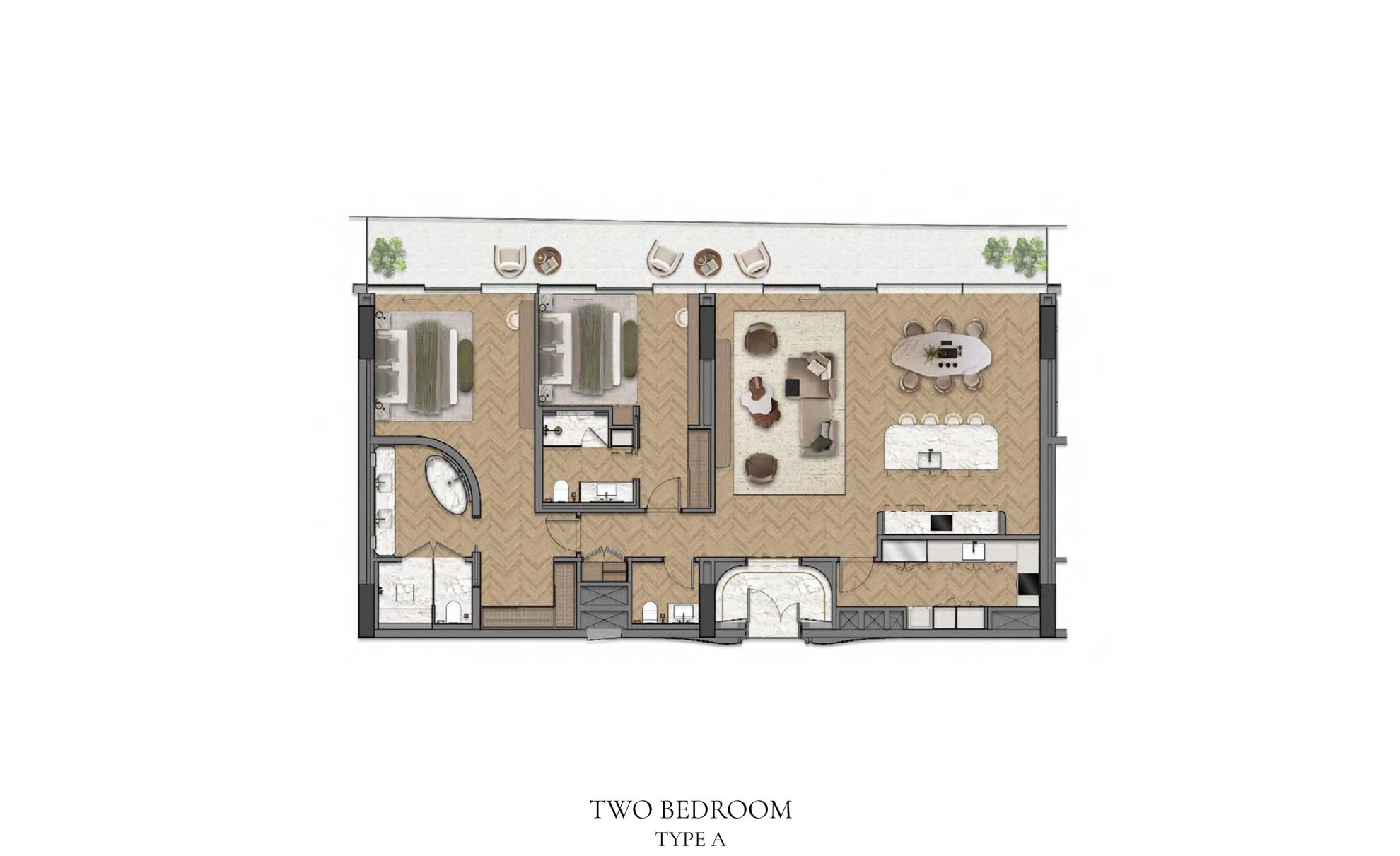 2 Bedrooms - A - E