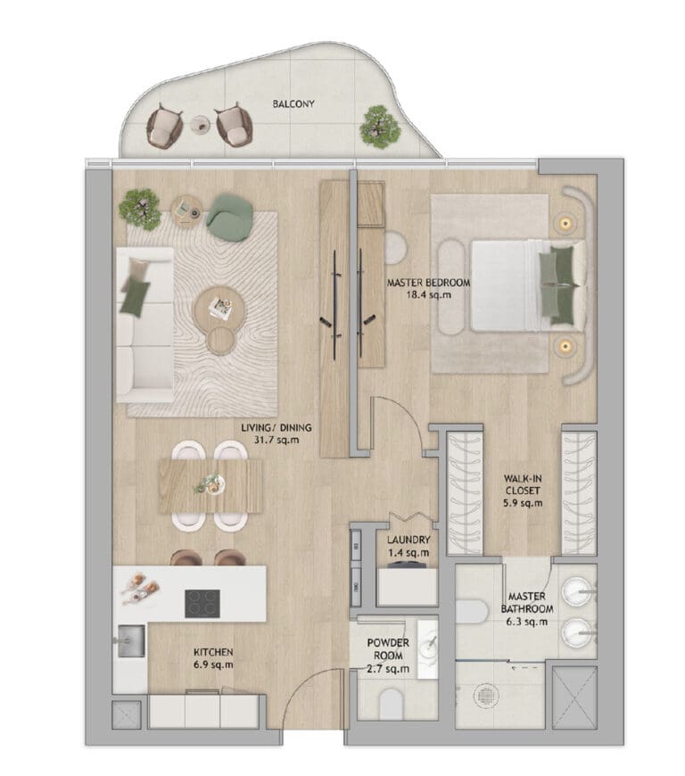 1 Bedrooms